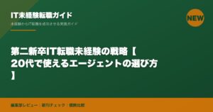 第二新卒IT転職未経験の戦略【20代で使えるエージェントの選び方】